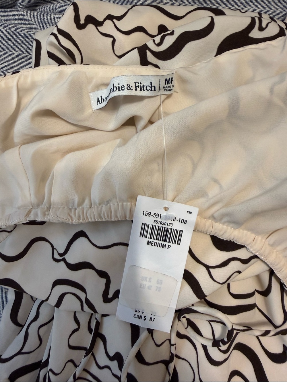 NWT Abercrombie & Fitch Brown and Cream Print Ruched Halter Mini Dress - Picture 4 of 7